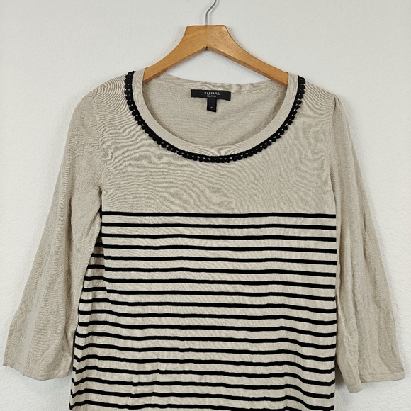Weekend Max Mara Silk Blend Striped 3/4 Sleeve Light Weight Sweater Size XL - Picture 4 of 14